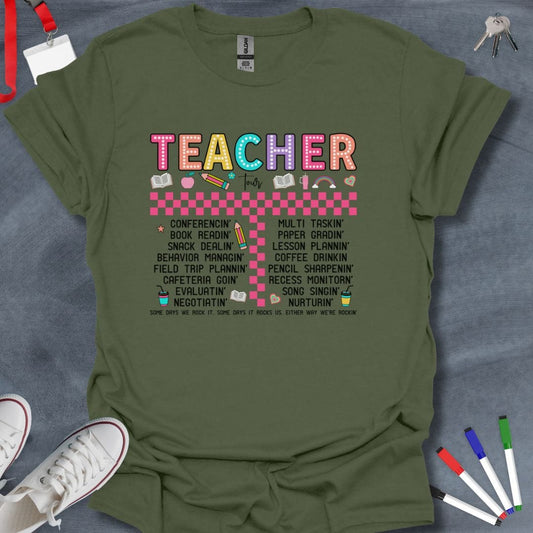 Teacher T-Shirt Military Green / S Checkered Teacher Tour T-Shirt