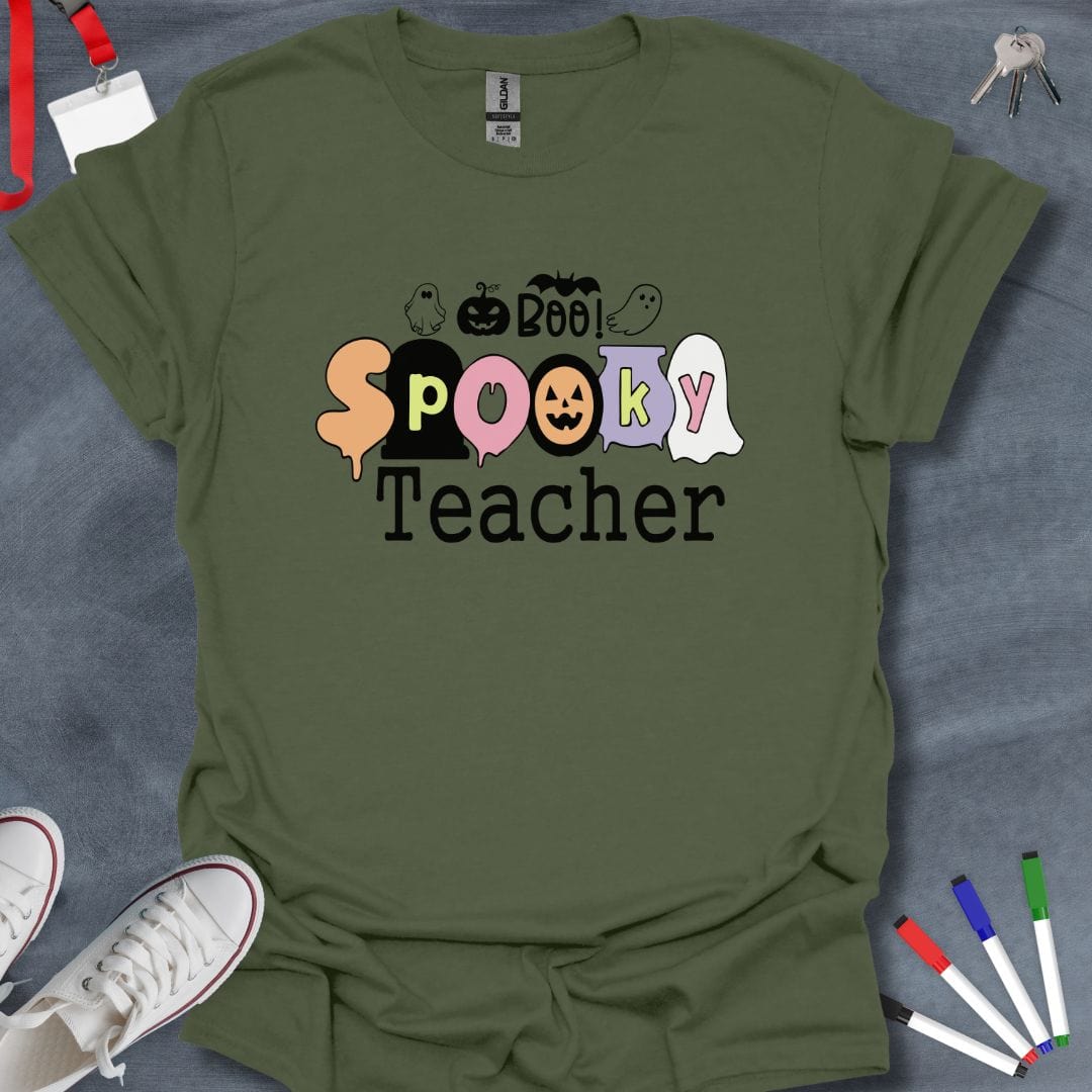 Teacher T-Shirt Military Green / S Spooky Teacher T-Shirt