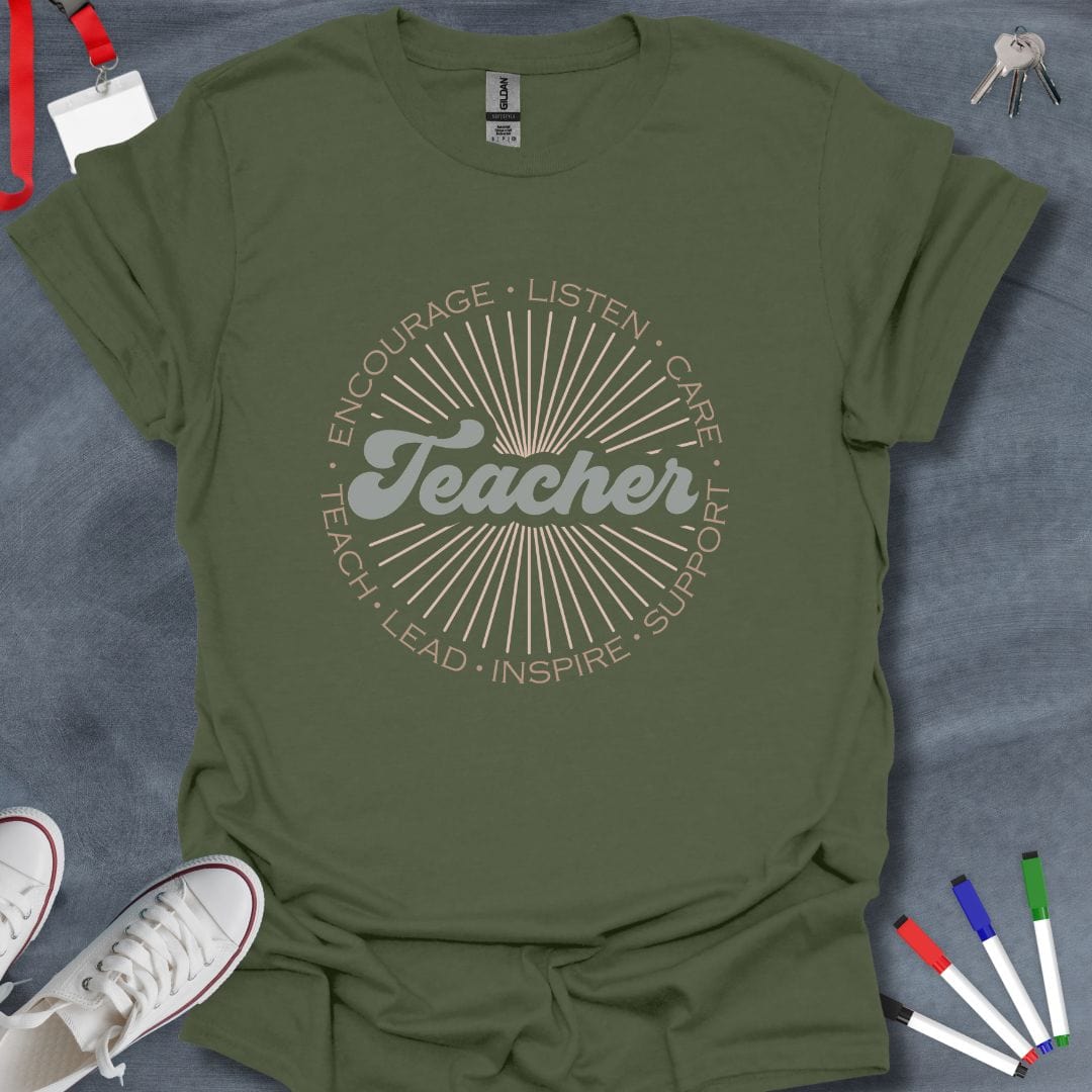 Teacher T-Shirt Military Green / S Inspiring Teacher T-Shirt