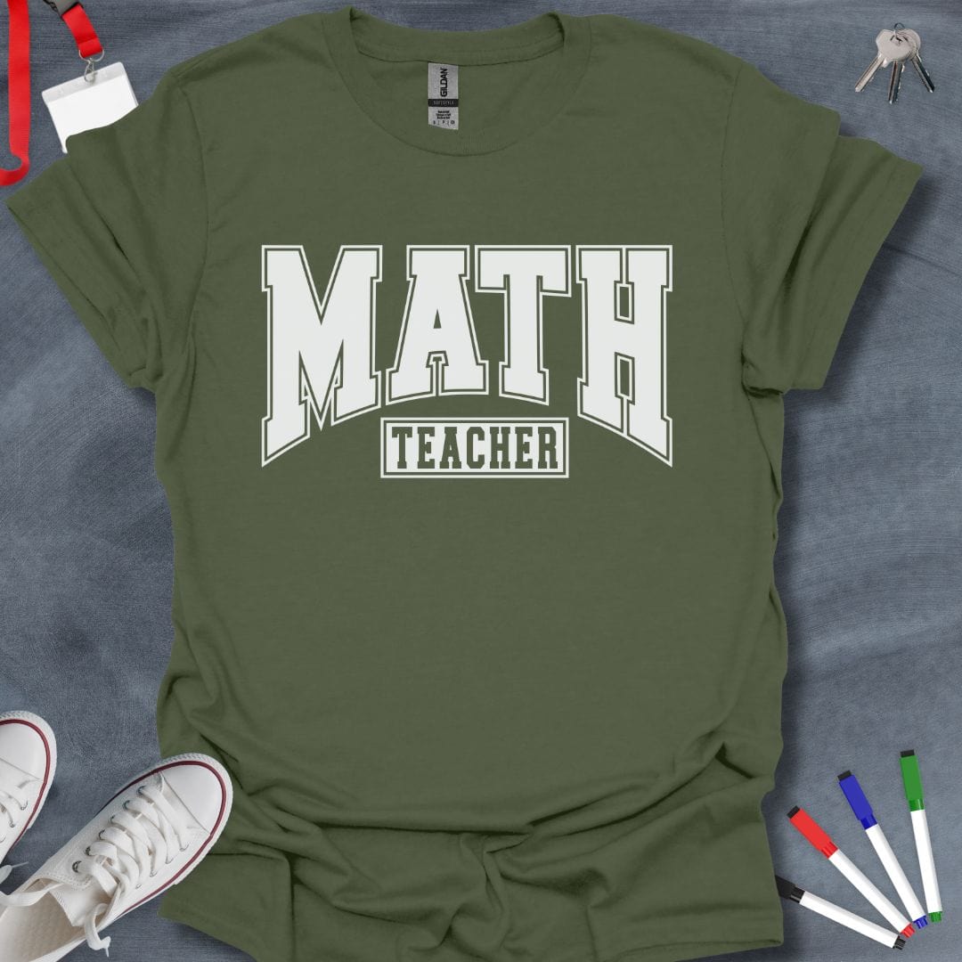 Teacher T-Shirt Military Green / S Varsity Math Teacher T-Shirt