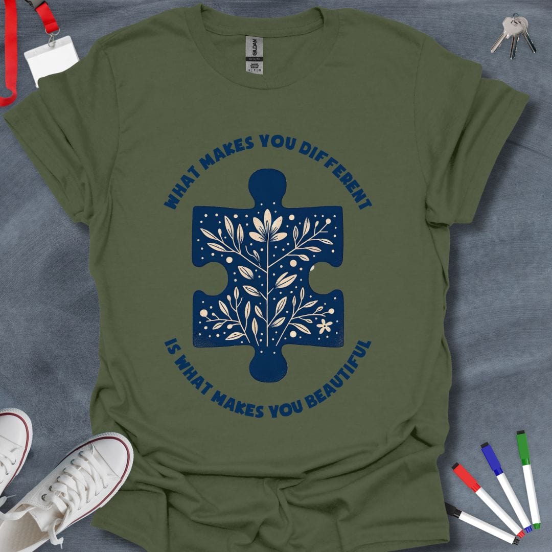 Teacher T-Shirt Military Green / S Diversity Puzzle Piece T-Shirt