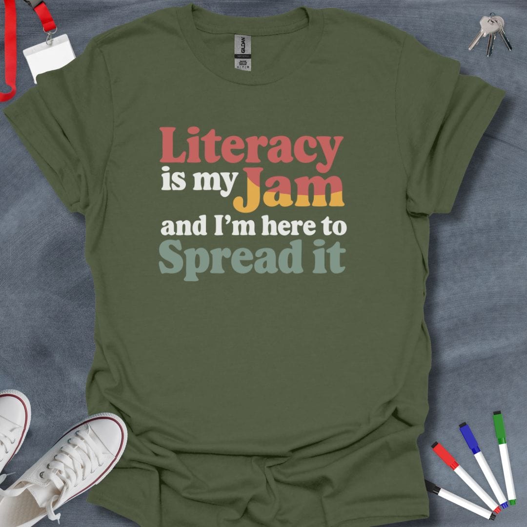 Teacher T-Shirt Military Green / S Spread the Literacy Love T-Shirt