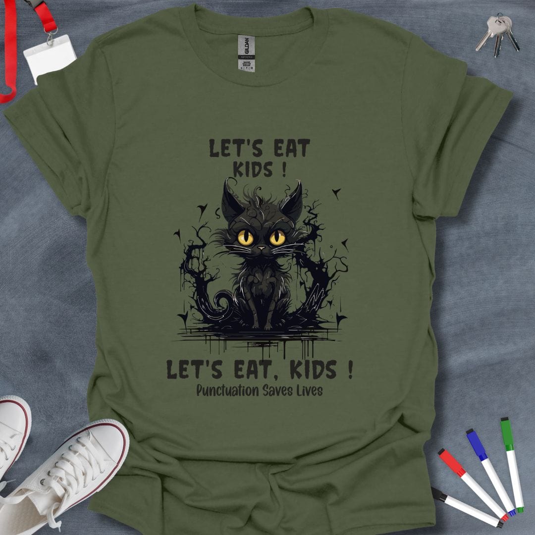 Teacher T-Shirt Military Green / S Punctuation Saves Lives T-Shirt