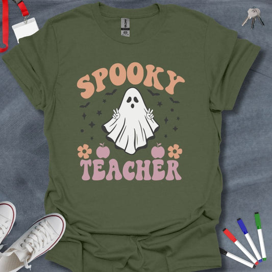 Teacher T-Shirt Military Green / S Spooky Teacher Ghost T-Shirt