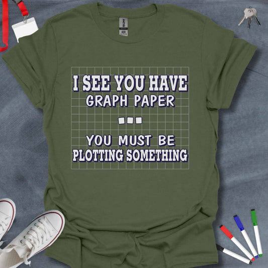 Teacher T-Shirt Military Green / S Graph Paper Plotter T-Shirt