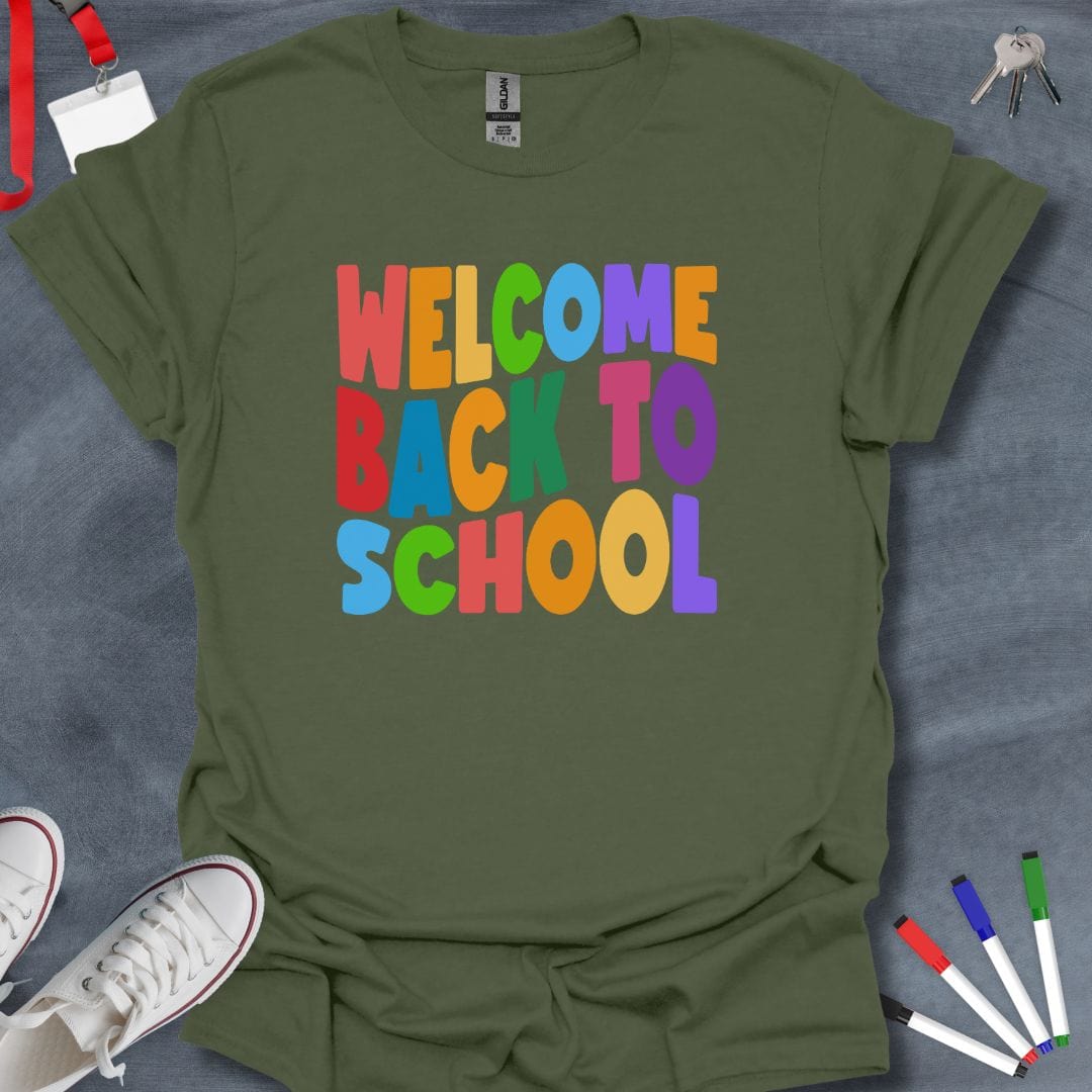 Teacher T-Shirt Military Green / S Colorful Welcome Back to School T-Shirt