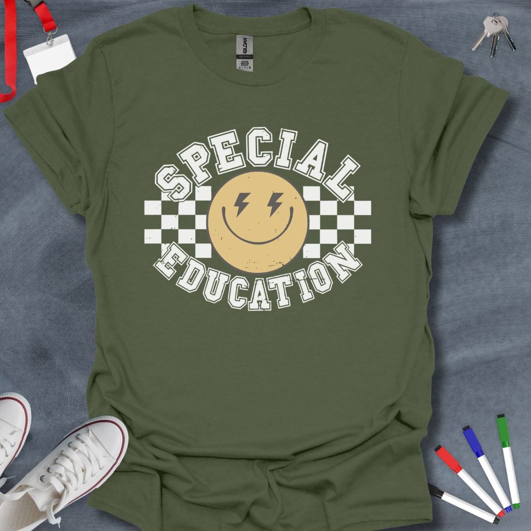 Teacher T-Shirt Military Green / S Special Education Smiley T-Shirt