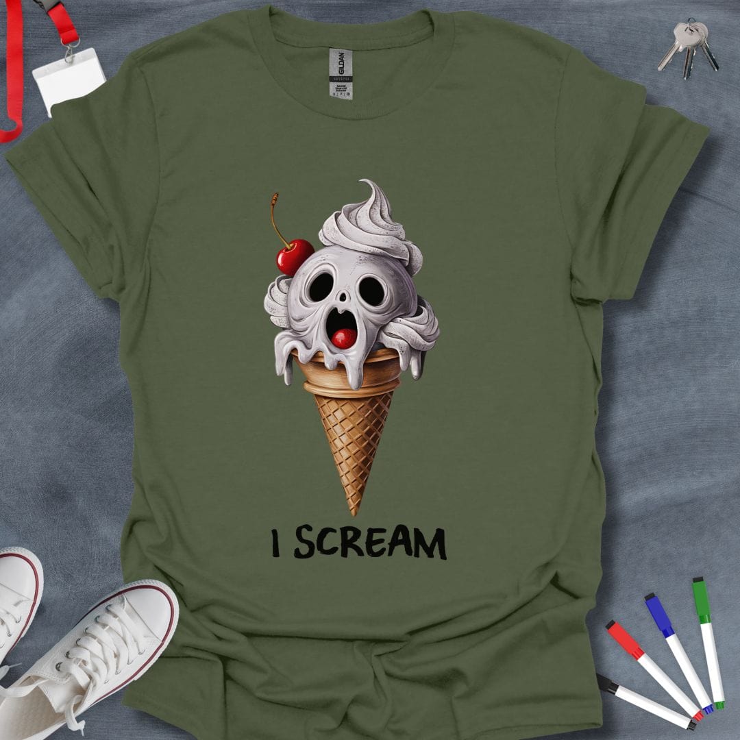 Teacher T-Shirt Military Green / S Spooky Ice Cream Skull T-Shirt