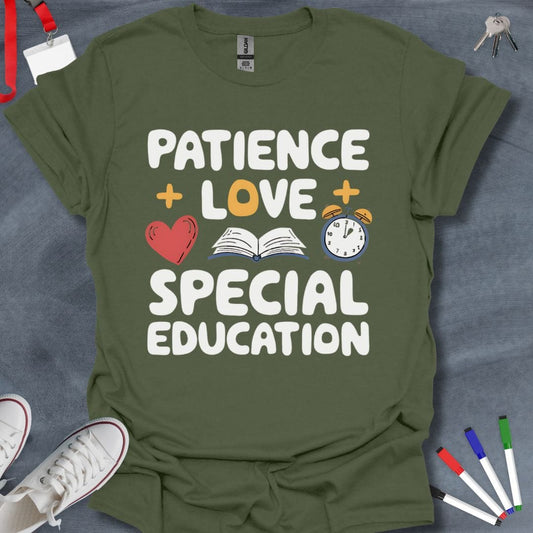 Teacher T-Shirt Military Green / S Patience Love Special Education T-Shirt