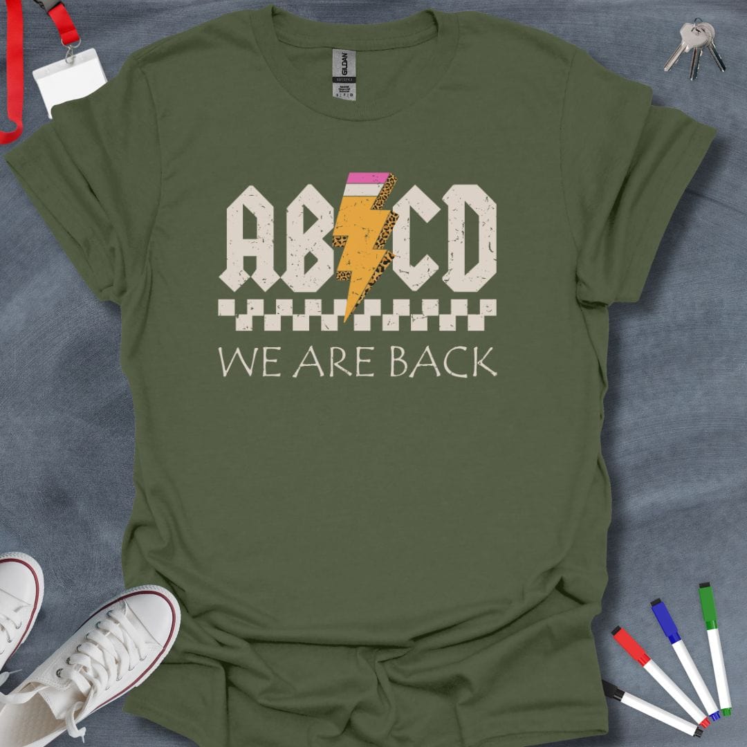 Teacher T-Shirt Military Green / S Back to School Bold ABCD T-Shirt