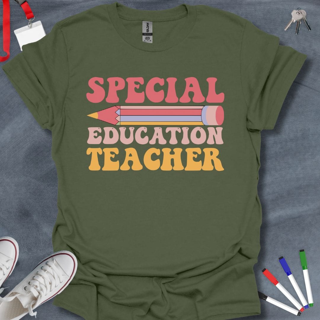 Teacher T-Shirt Military Green / S Retro Special Education Teacher T-Shirt