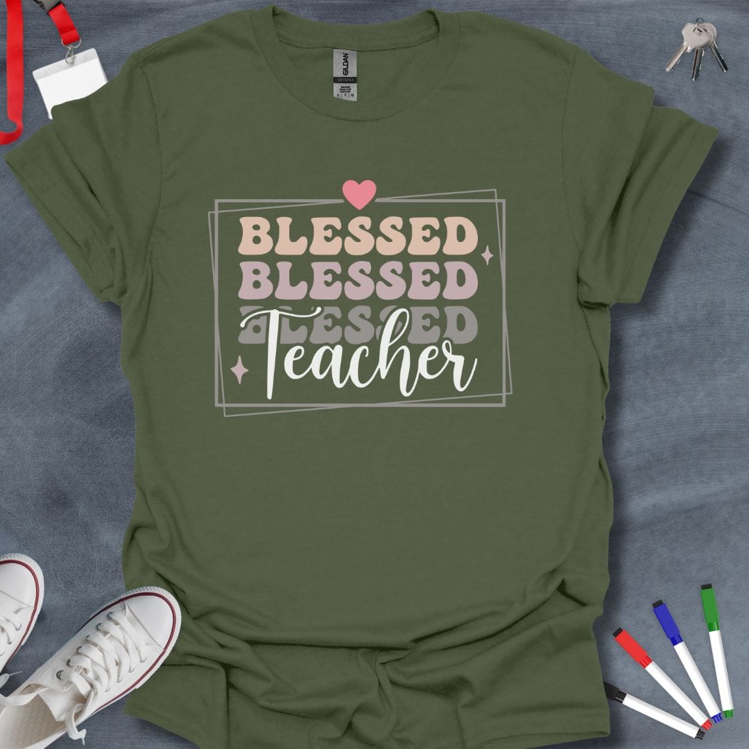 Teacher T-Shirt Military Green / S Blessed Teacher T-Shirt