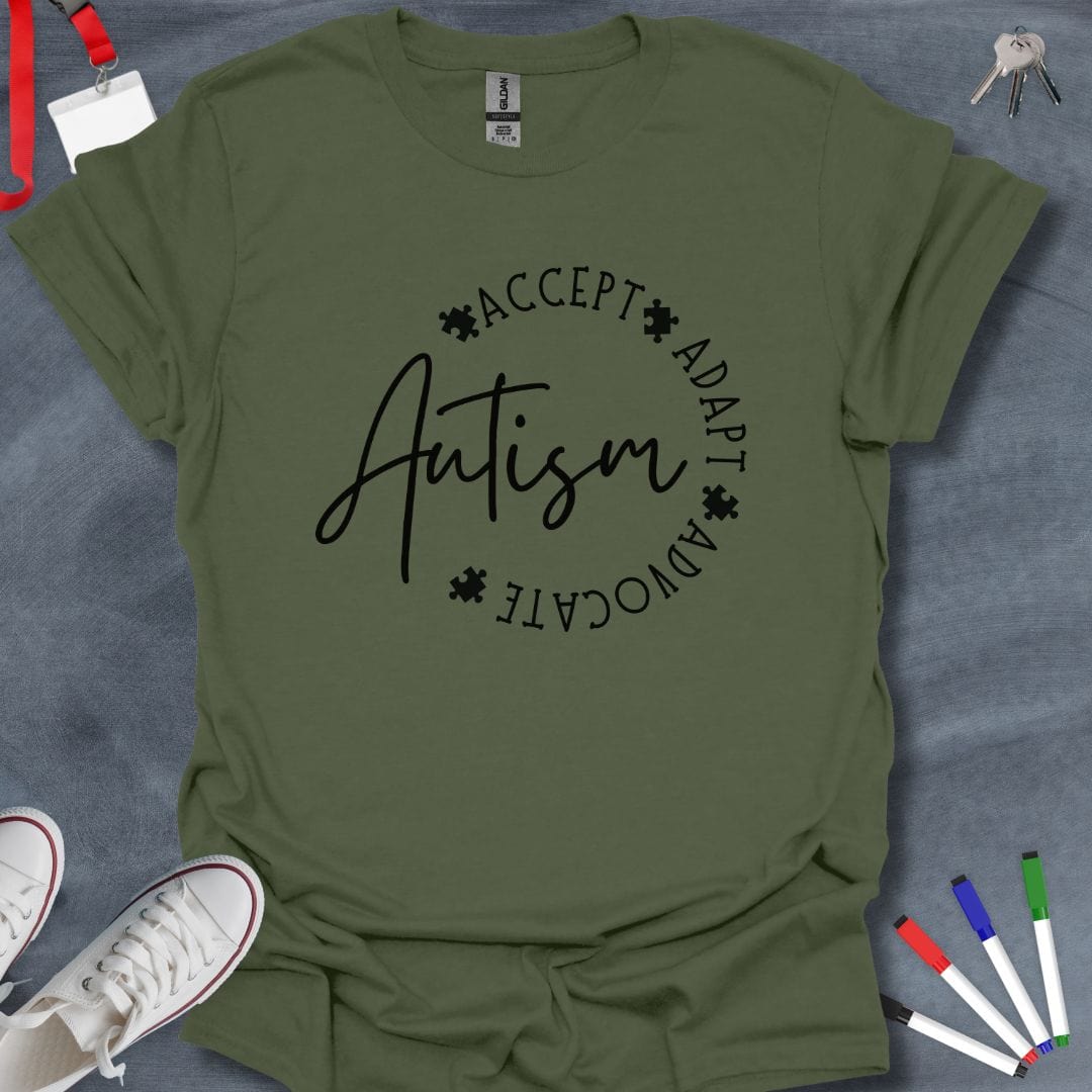 Teacher T-Shirt Military Green / S Autism Awareness Puzzle T-Shirt