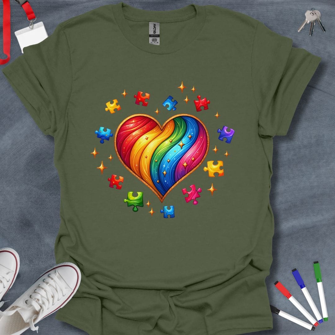 Teacher T-Shirt Military Green / S Spectrum Heart T-Shirt