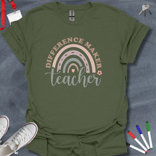 Teacher T-Shirt Military Green / S Difference Maker Teacher T-Shirt