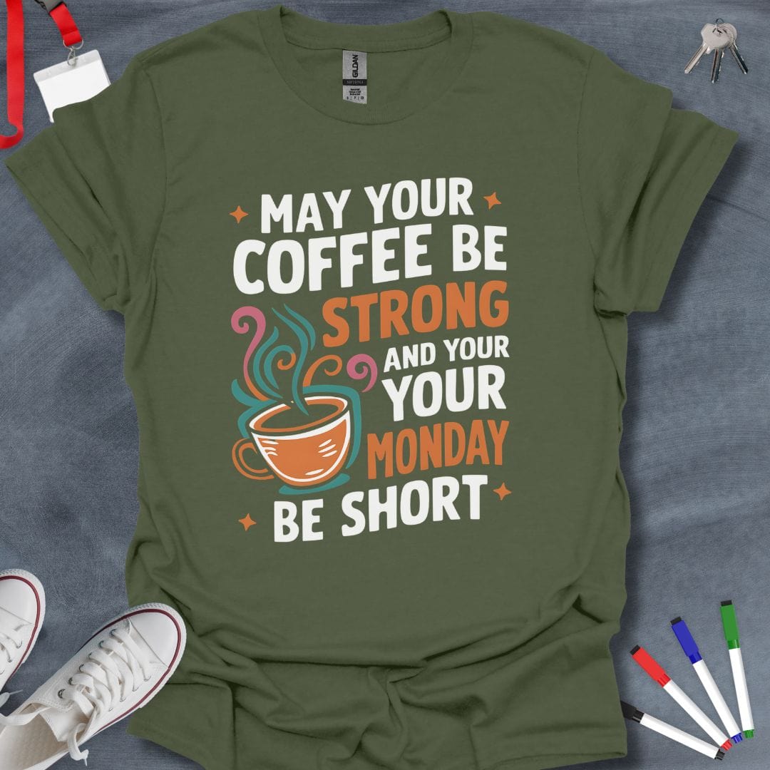 Teacher T-Shirt Military Green / S Strong Coffee, Short Monday T-Shirt