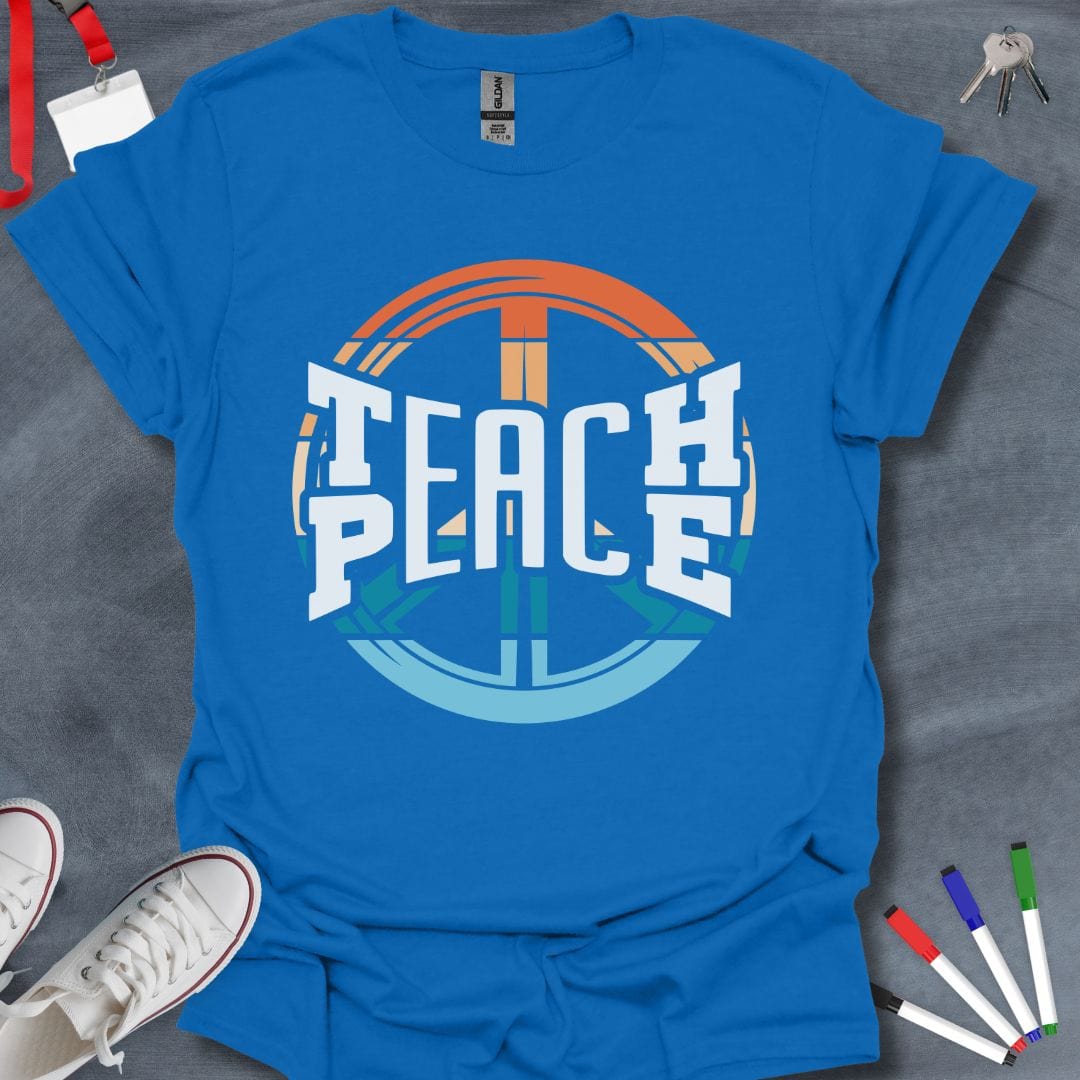 Teacher T-Shirt Royal / S Retro Teach Peace T-Shirt