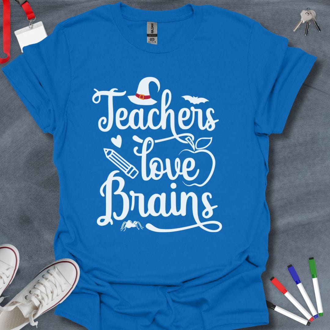 Teacher T-Shirt Royal / S Teachers Love Brains T-Shirt