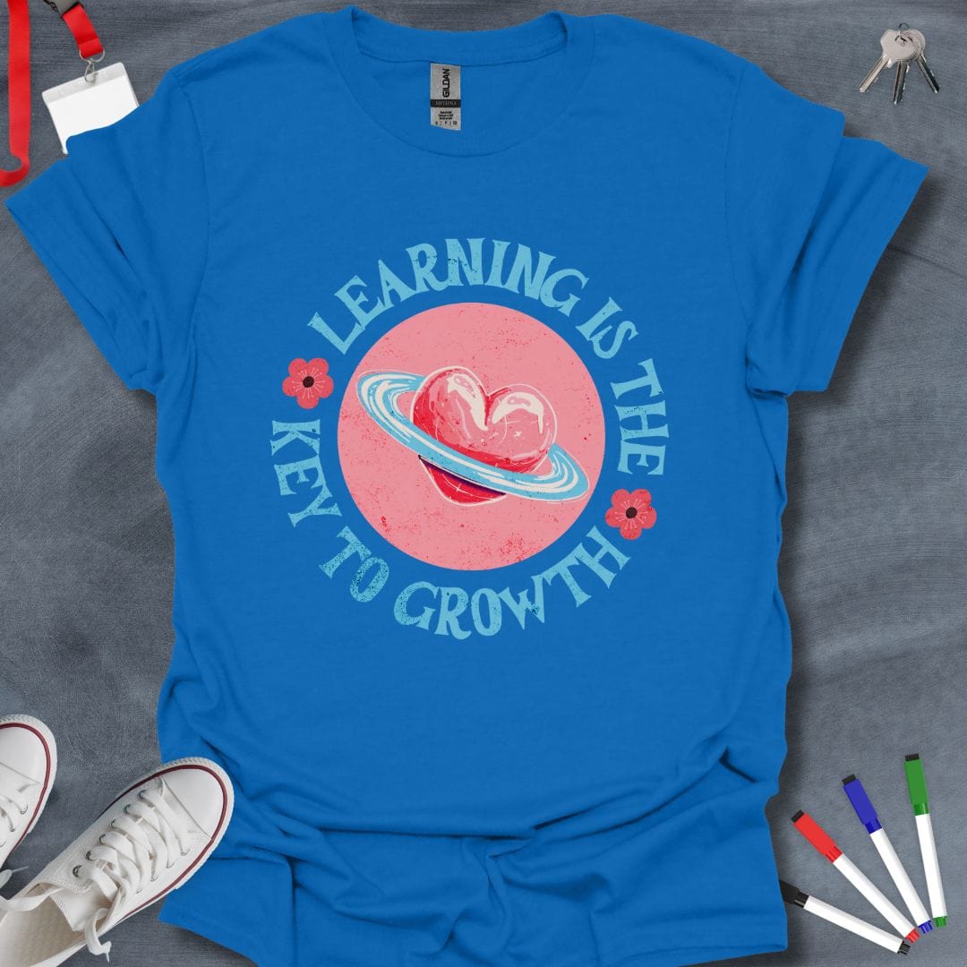 Teacher T-Shirt Royal / S Learning is the Key to Growth Planetary T-Shirt