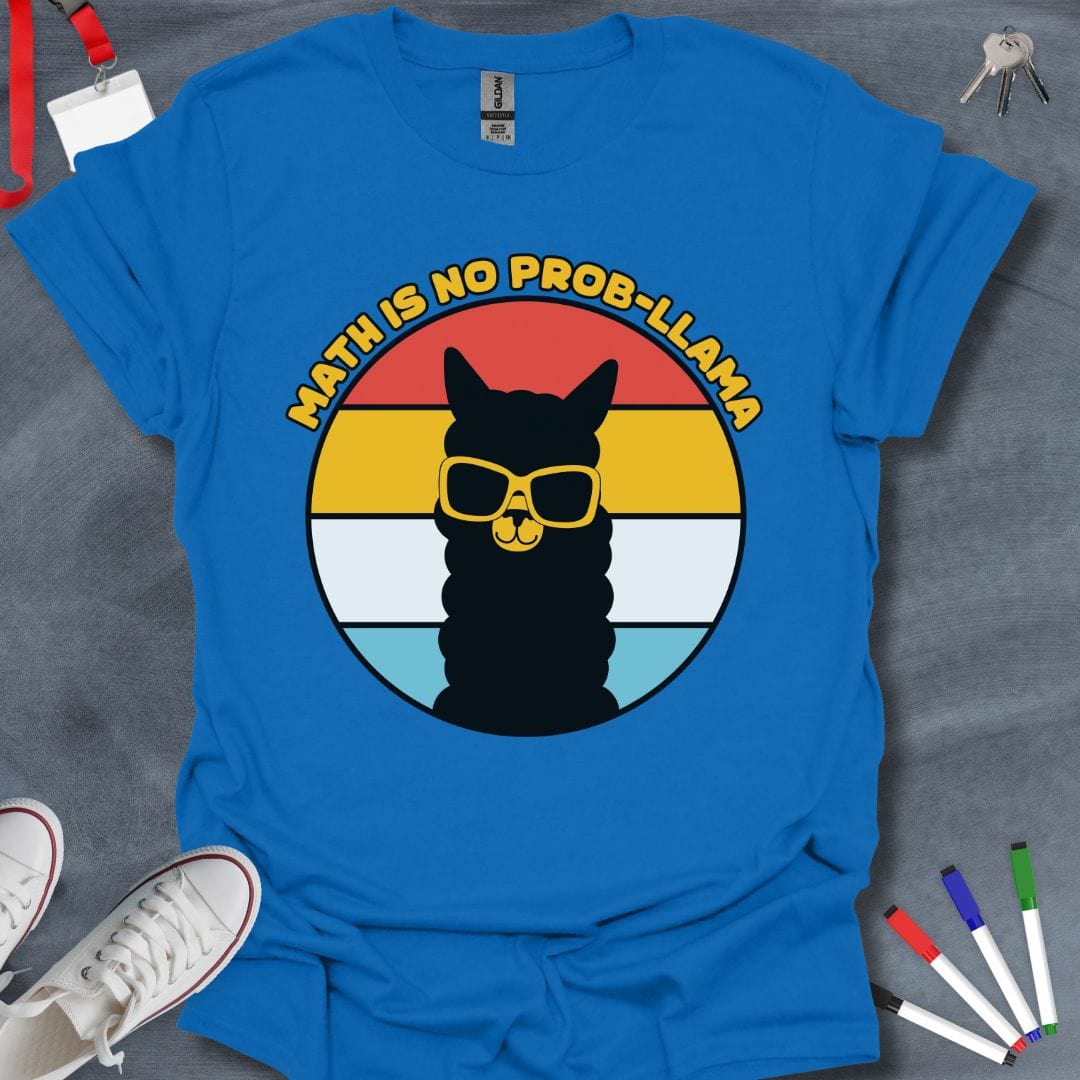 Teacher T-Shirt Royal / S Math is No Prob-Llama T-Shirt