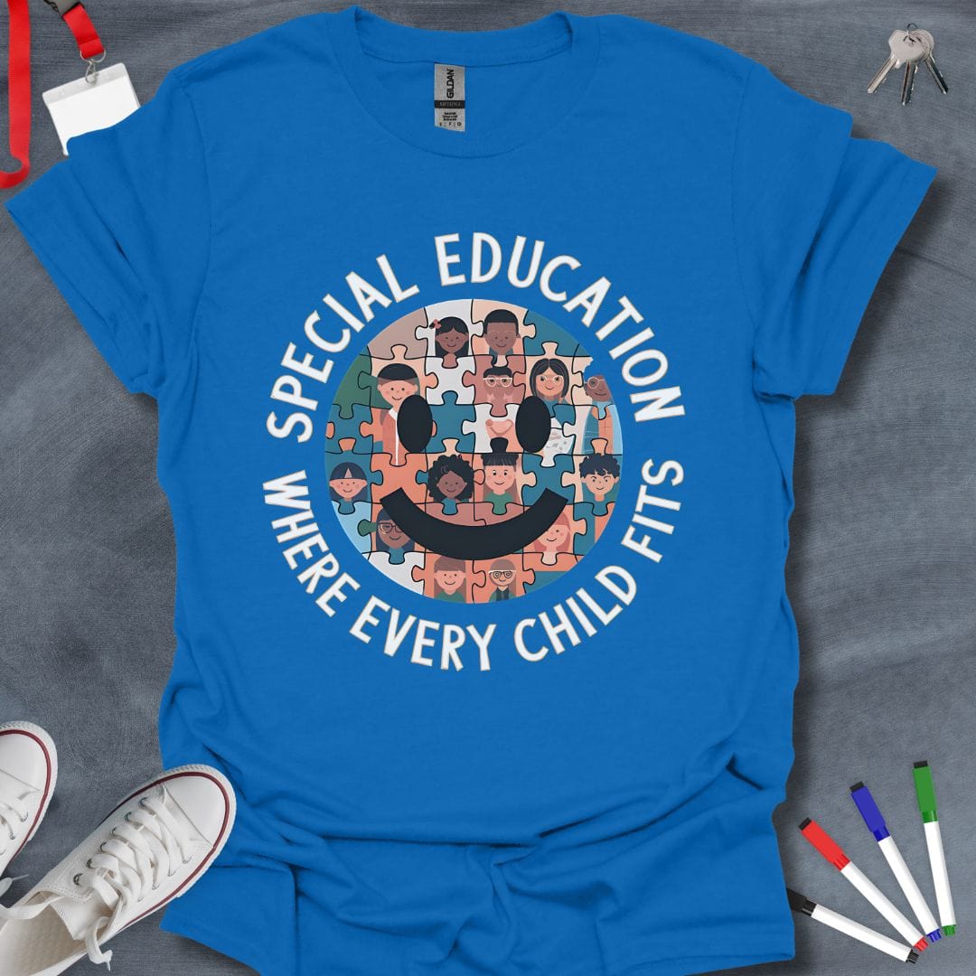 Teacher T-Shirt Royal / S Special Education: Where Every Child Fits T-Shirt