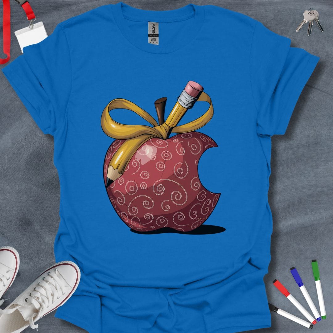 Teacher T-Shirt Royal / S Creative Core Teacher's Apple and Pencil T-Shirt