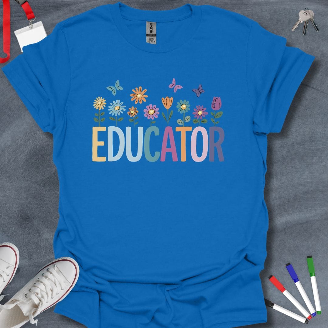 Teacher T-Shirt Royal / S Floral Educator T-Shirt