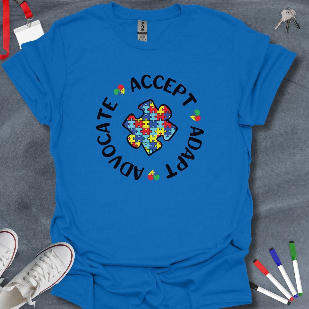 Teacher T-Shirt Royal / S Autism Support Puzzle Heart T-Shirt