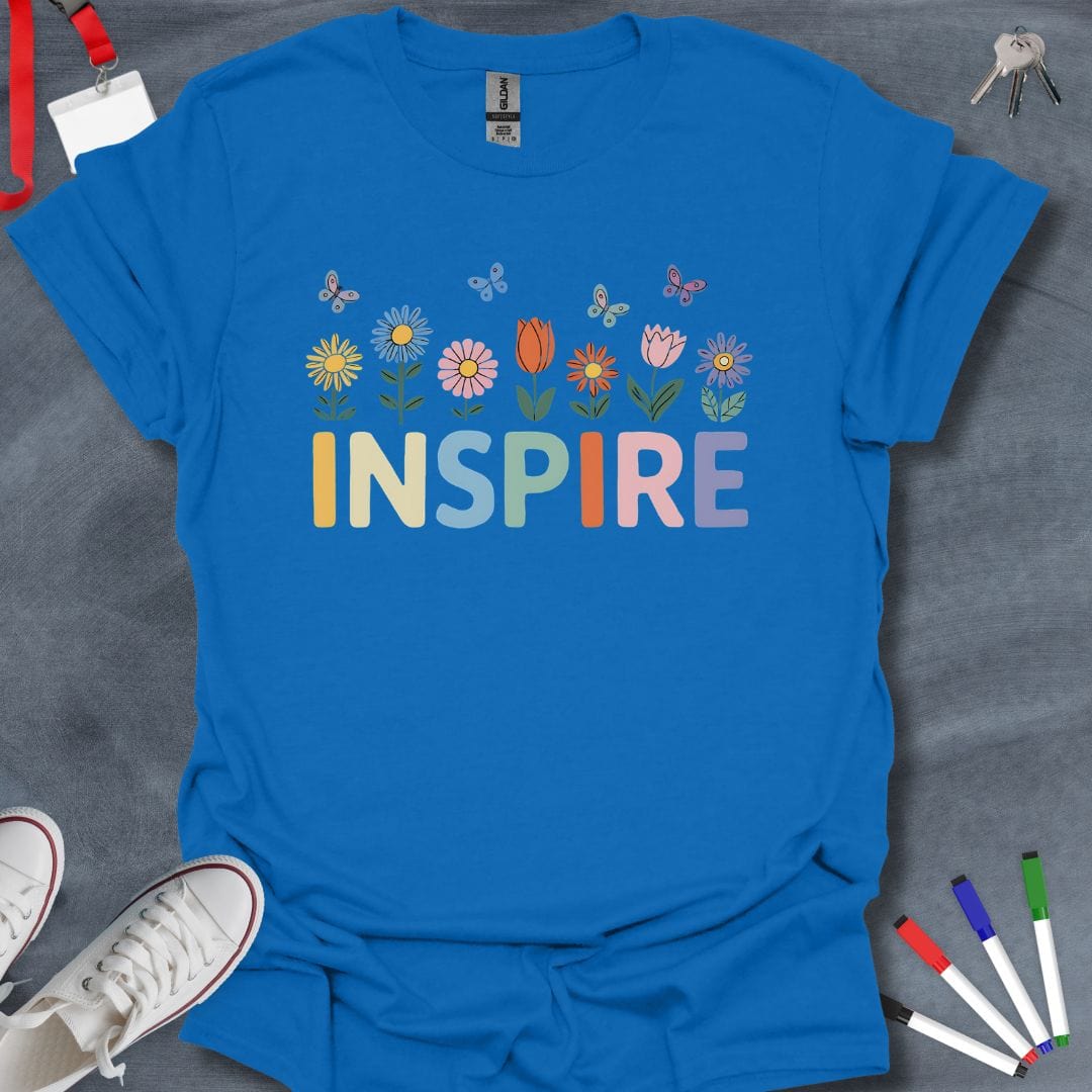 Teacher T-Shirt Royal / S Inspire Floral T-Shirt