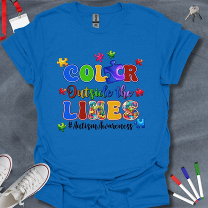 Teacher T-Shirt Color Outside the Lines Puzzle T-Shirt