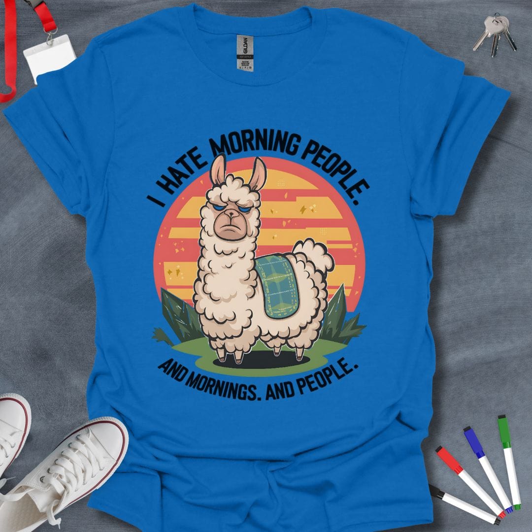 Teacher T-Shirt Royal / S Grumpy Llama Morning Hater T-Shirt