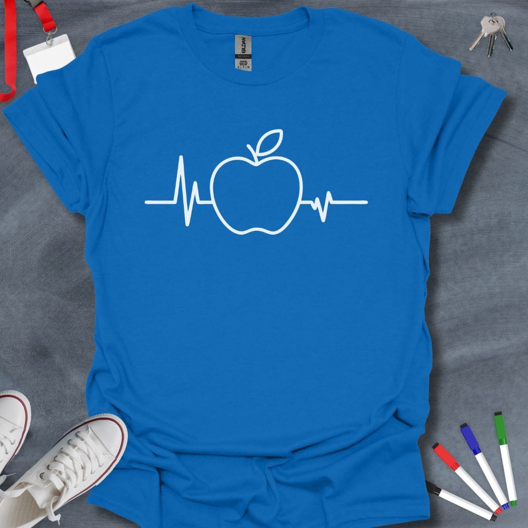 Teacher T-Shirt Royal / S Heart of Education Apple EKG T-Shirt