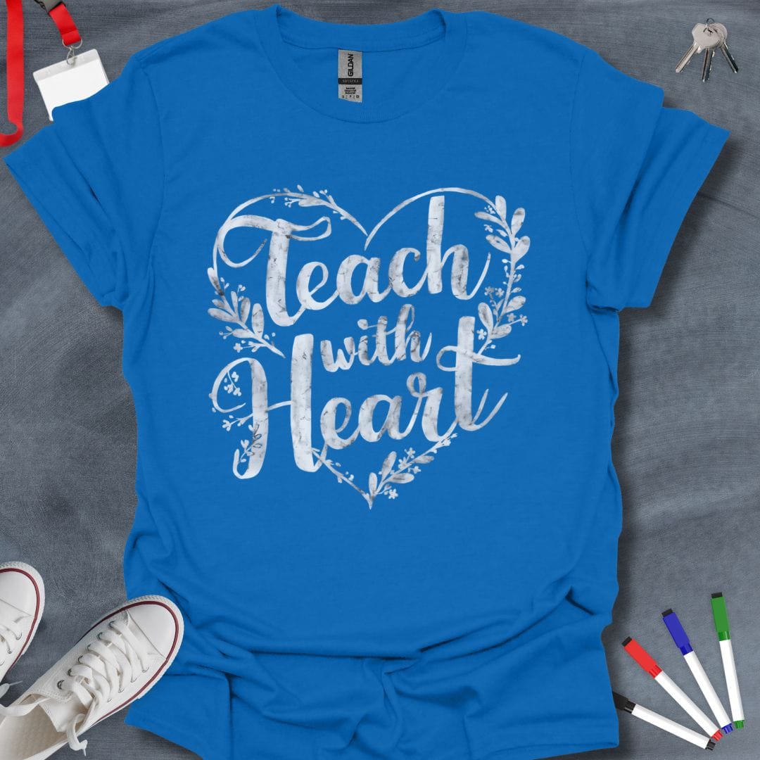 Teacher T-Shirt Royal / S Teach with Heart T-Shirt