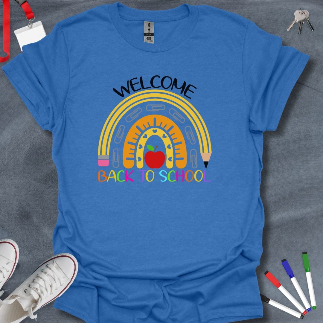 Teacher T-Shirt Heather Royal / S Rainbow Back to School T-Shirt