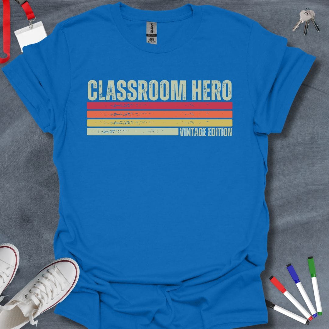 Teacher T-Shirt Royal / S Vintage Classroom Hero T-Shirt