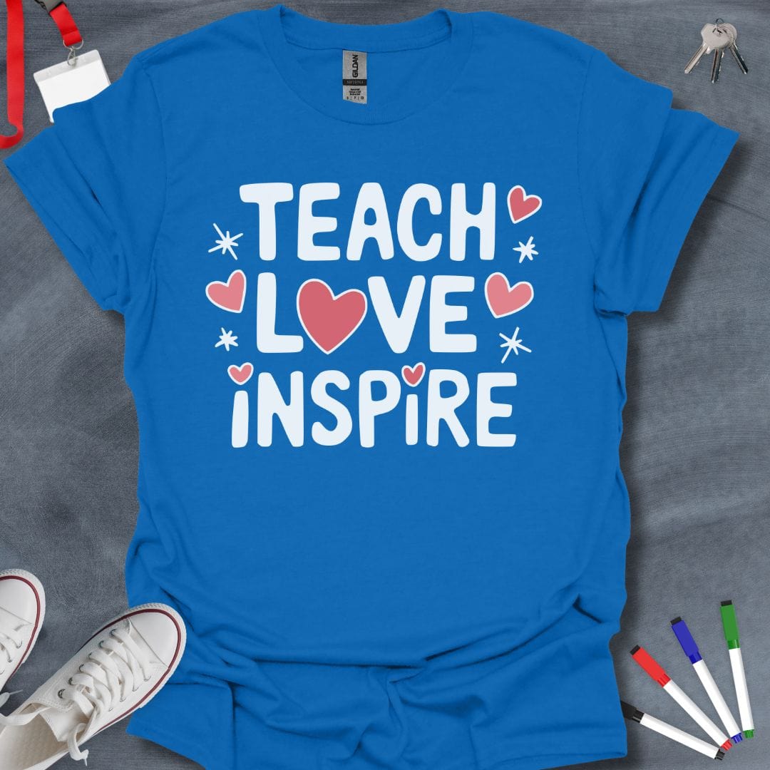 Teacher T-Shirt Royal / S Teach Love Inspire Hearts T-Shirt