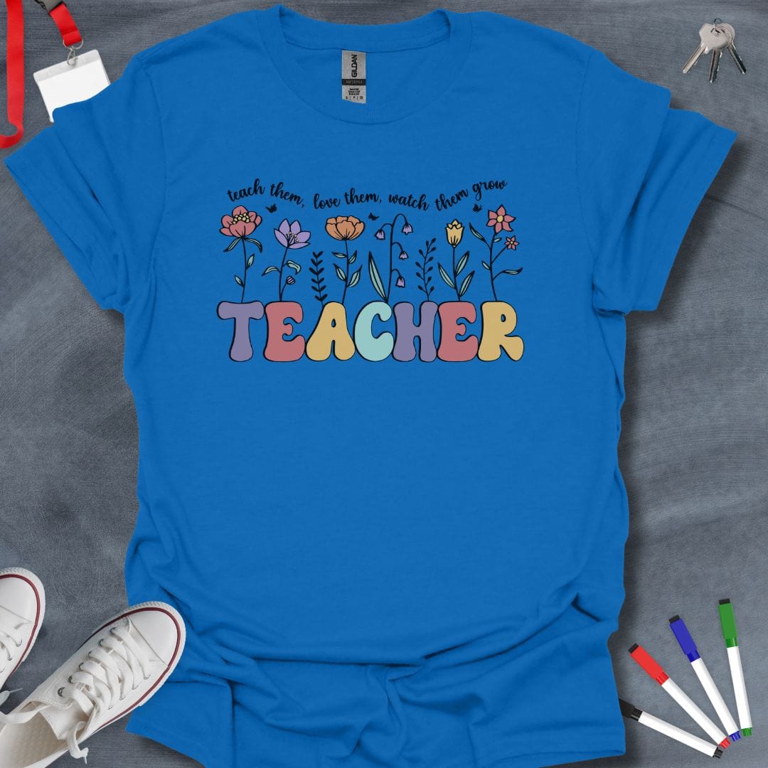 Teacher T-Shirt Royal / S Floral Teacher T-Shirt