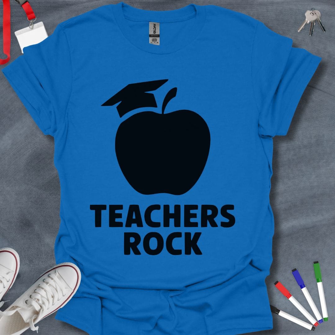 Teacher T-Shirt Royal / S Academic Apple Teachers Rock T-Shirt