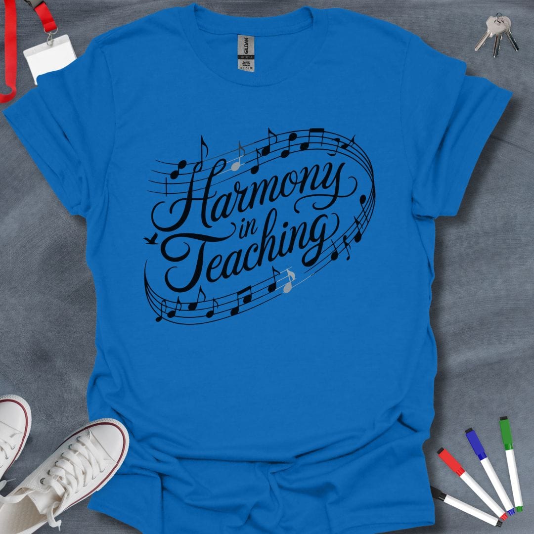 Teacher T-Shirt Royal / S Harmony in Teaching Flowing Music Notes T-Shirt