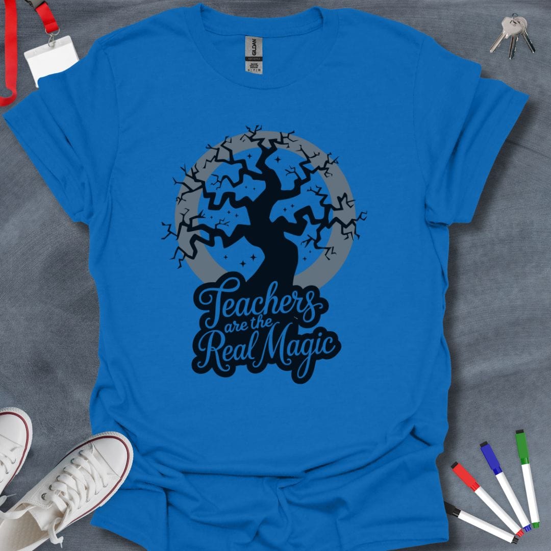 Teacher T-Shirt Royal / S Teachers Are Real Magic Crescent Moon T-Shirt