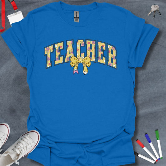 Teacher T-Shirt Royal / S Floral Teacher Arch T-Shirt