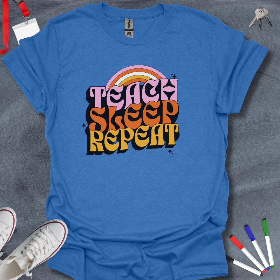 Teacher T-Shirt Heather Royal / S Teach Sleep Repeat T-Shirt