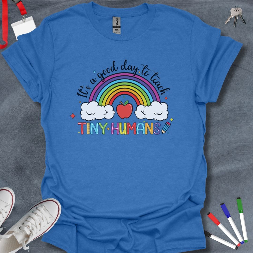 Teacher T-Shirt Heather Royal / S Tiny Humans Rainbow T-Shirt