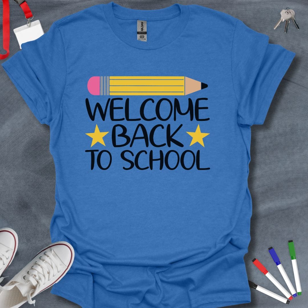 Teacher T-Shirt Heather Royal / S Stars Welcome Back to School T-Shirt