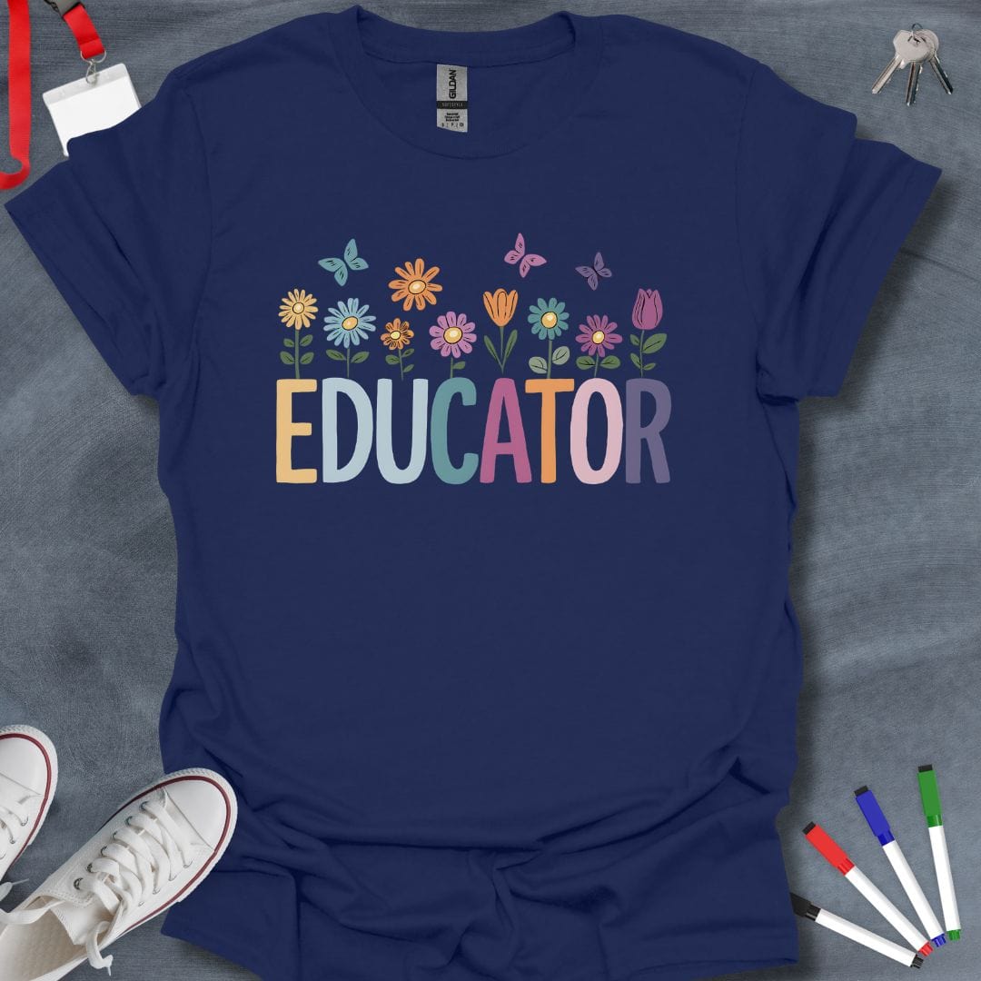 Teacher T-Shirt Navy / S Floral Educator T-Shirt