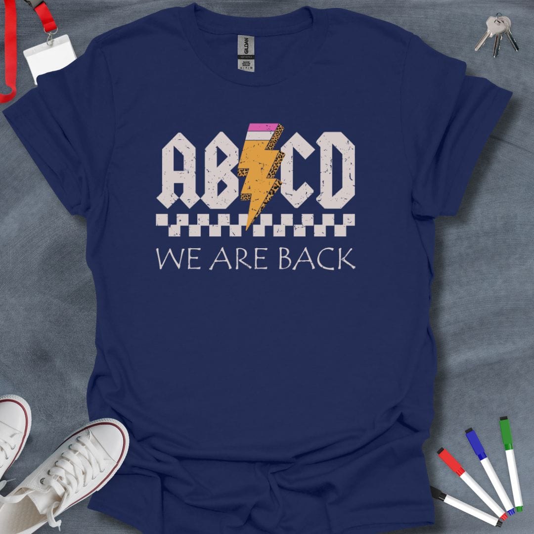 Teacher T-Shirt Navy / S Back to School Bold ABCD T-Shirt