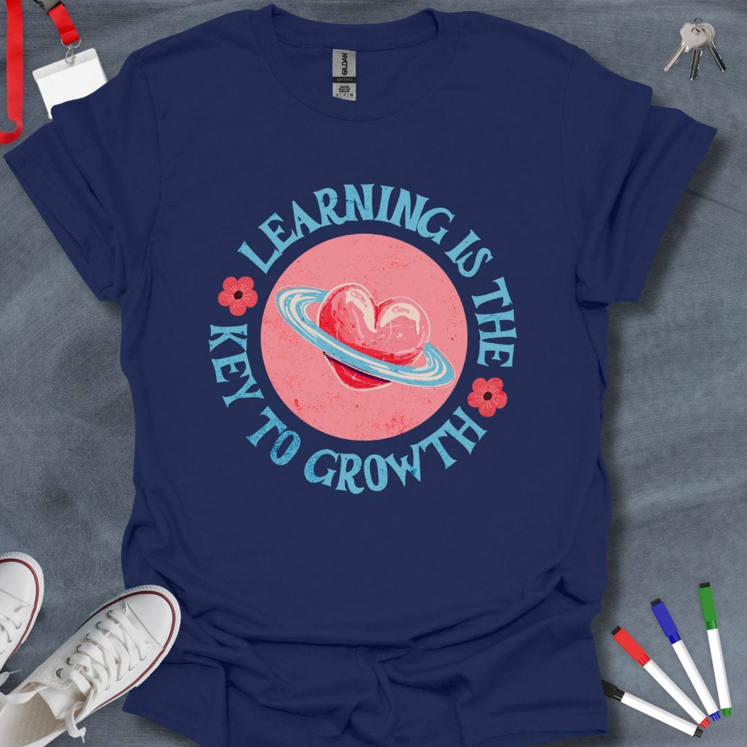 Teacher T-Shirt Navy / S Learning is the Key to Growth Planetary T-Shirt