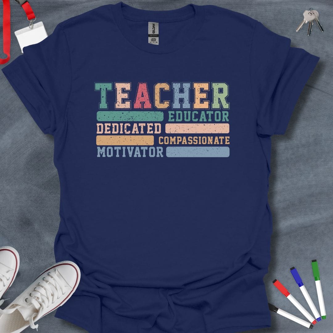 Teacher T-Shirt Navy / S Teacher Traits Multicolored T-Shirt