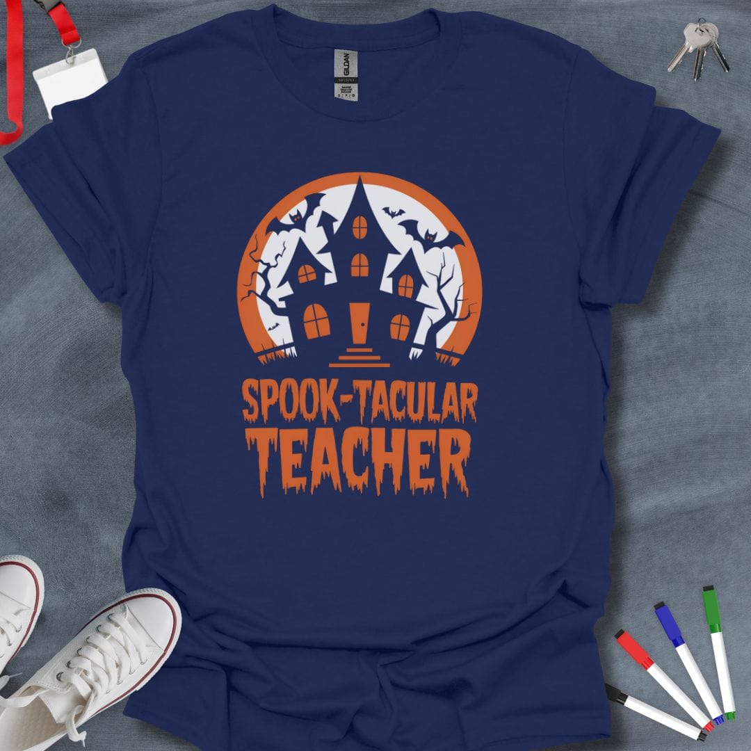 Teacher T-Shirt Navy / S Spook-tacular Teacher Halloween T-Shirt