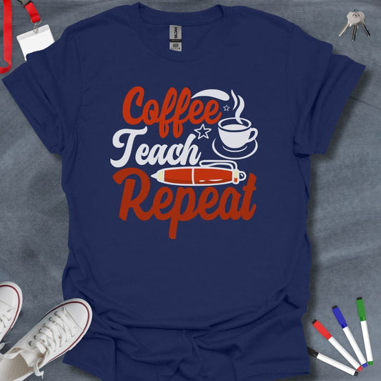 Teacher T-Shirt Navy / S Coffee Repeat T-Shirt